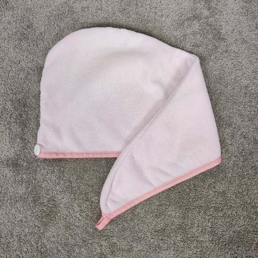 SPA Solutions Women's Hair Towel Wrap with Button Closure In Pink Powder Color
